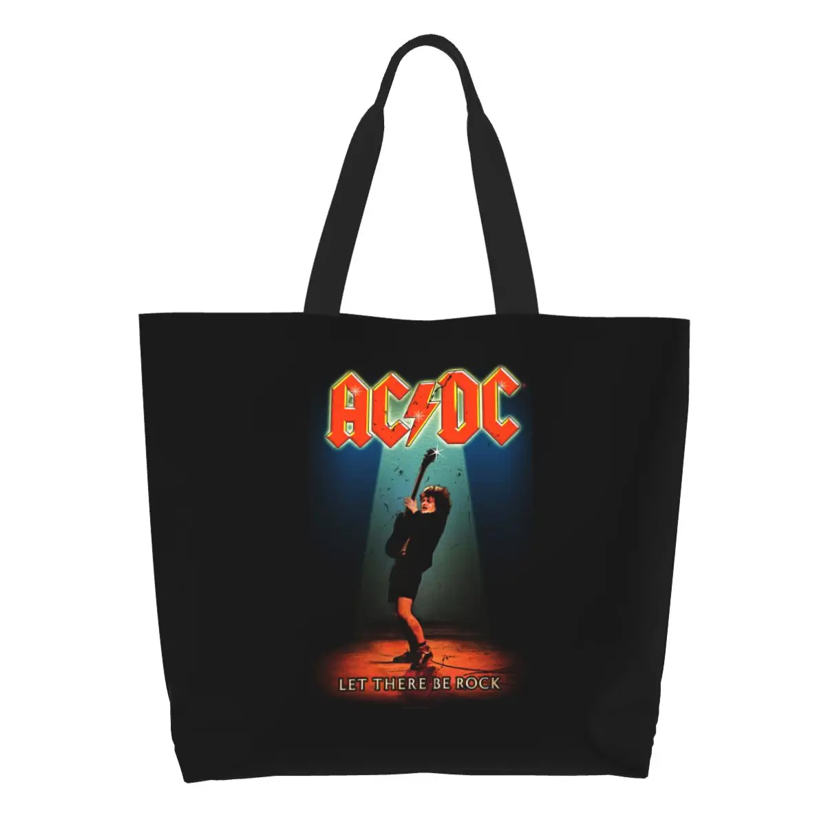 

Винтажная Сумка-тоут для покупок Rock AC DC, симпатичная Холщовая Сумка для покупок с музыкальной группой из тяжелого металла, сумка на плечо, вместительная сумка