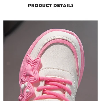 Girls Sports Shoes Spring Breathable Fashionable Sneakers Children Student Leather Small White Shoes PVC Casual Trendy Shoe 5