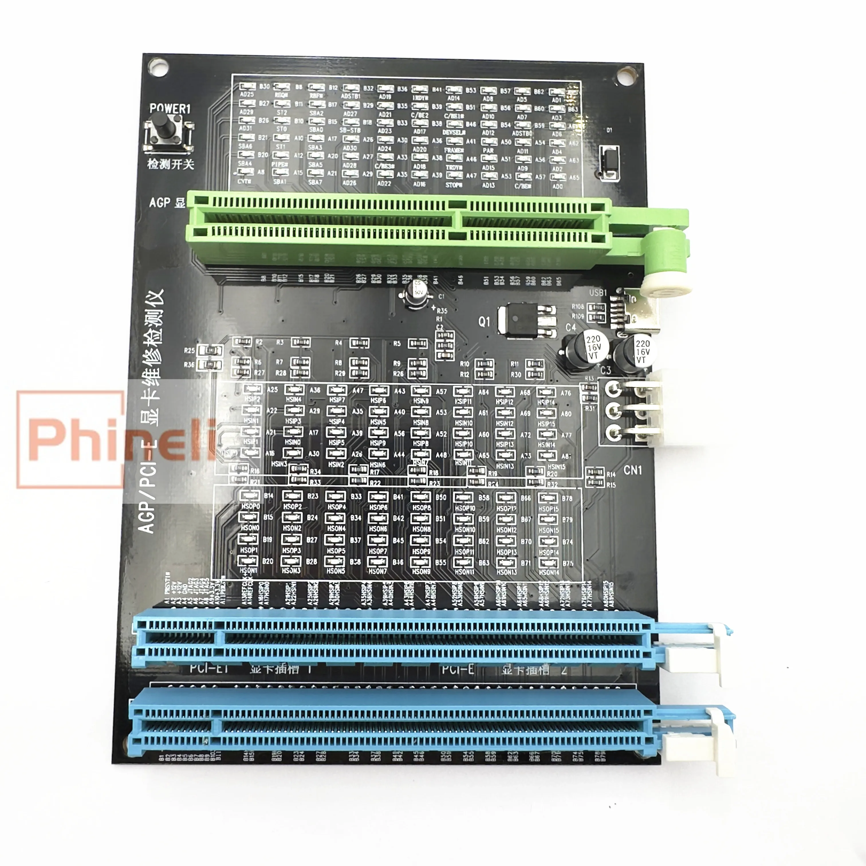 Dual-purpose Video Graphics Card Tester Diagnostic Analyzer Tool Repair Tools Display Tool Fit para pc Agp Pci-e X16 Novo