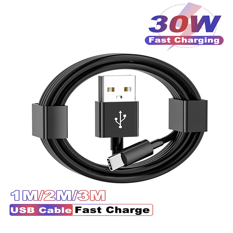 High-Speed 30W USB A to Type C Charging Cable - Fast Charge, Data Transfer, Multiple Lengths Available