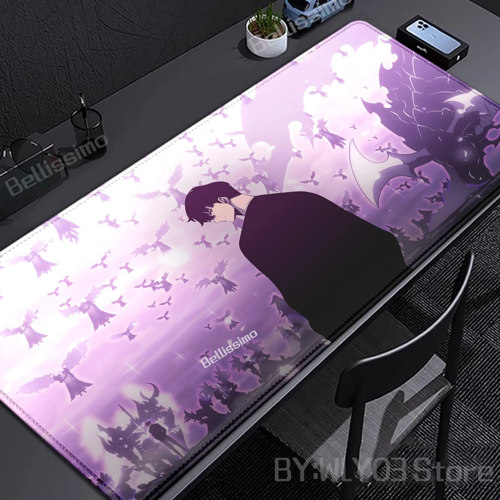 Premium Anime Solo Leveling Gaming Desk Mat - Extra-Large Non-slip HD Mouse Pad with Locking Edges (90x40cm)