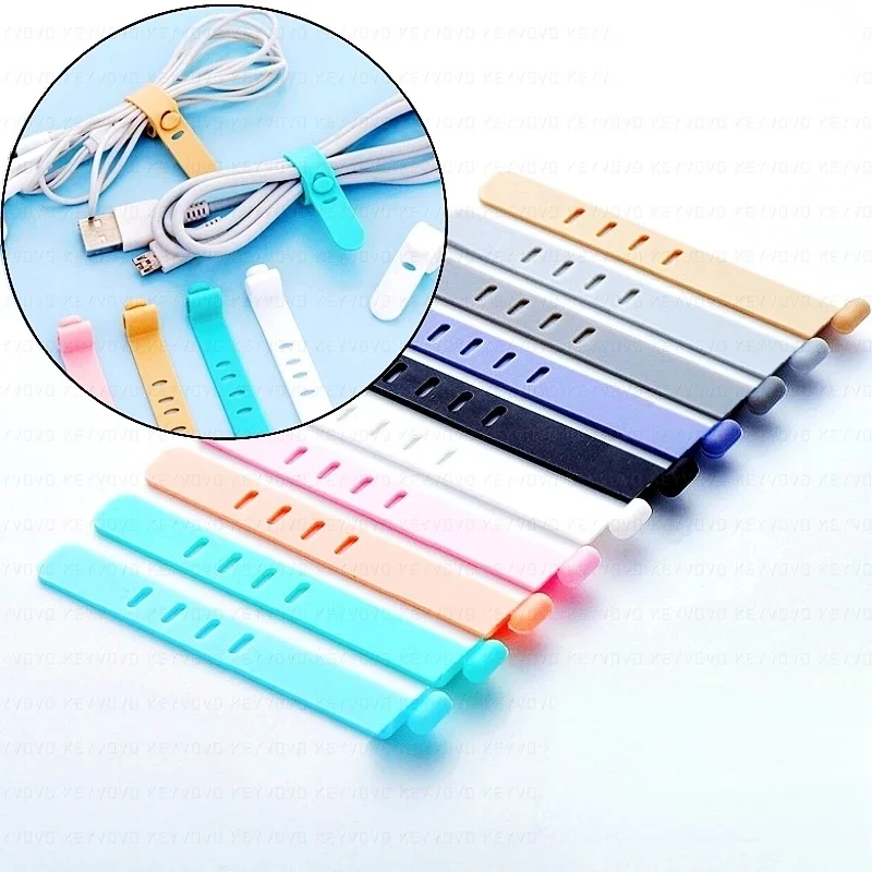 

1-5 Pcs Cable Organizer Silicone Wire Binding Data Cable Tie Management Bobbin Winder Marker Holder Tape Lead Straps Trig Rain