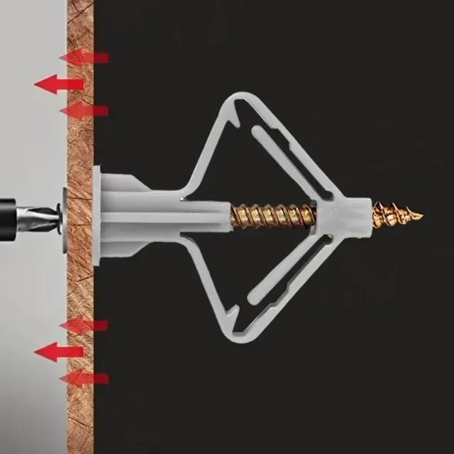 200/20x Plasterboard Dowels พร้อมสกรูยึดเจาะสกรูขยายหลอด Drywall Anchor Fastener ชุดเครื่องมือฮาร์ดแวร์ 4