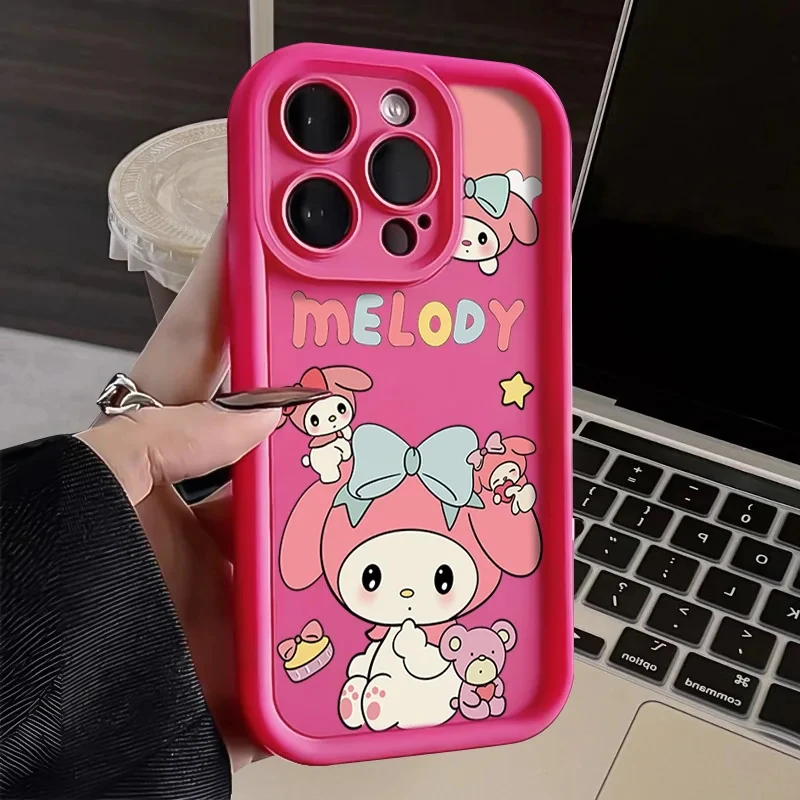 thumbnail image 1 of Sanrio Melody Silicone Phone Case For iPhone 14 15 11 12 13 Pro Max XR XS 7 8 Plus SE2 Cartoon Hello Kitty Lady Girl Y2K Cover, 1 of 5