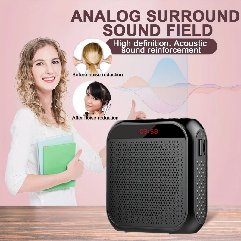 Portable Voice Amplifier With Wired Microphone Headset, USB Rechargeable PA System Speaker Personal Microphone Speech Amplifier