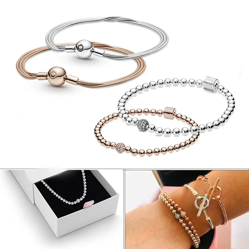 

Brilliant Sphere Bracelet In Rose Gold Women'S Hand Bracelets 925 Original Luxury Silver Sterling Certified Couple Fine