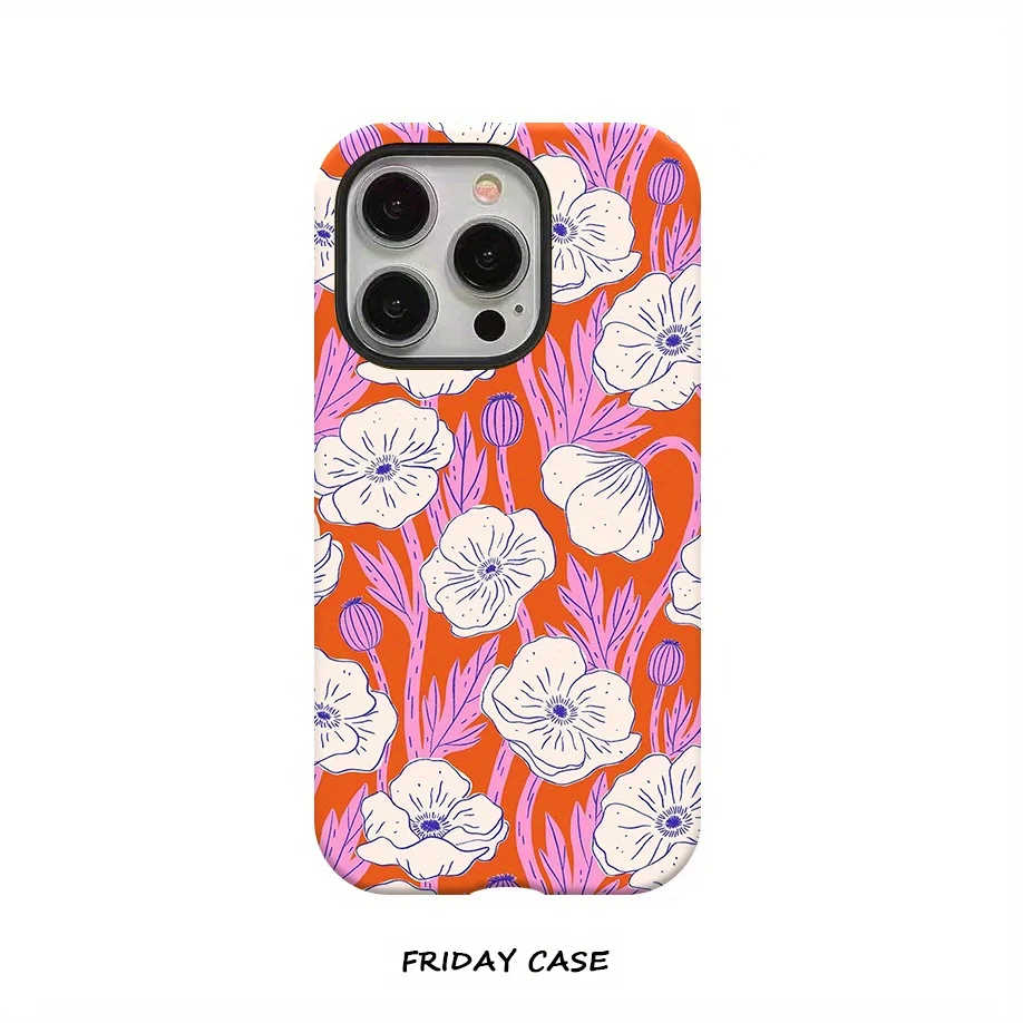 Luxury Pastoral Floral Double-Layer Back Cover Phone Case