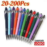 20-200 шт. шариковая ручка с индивидуальным логотипом, персонализированный стилус с сенсорной гравировкой текста, металлическая ручка, канцелярские принадлежности, офисные школьные принадлежности