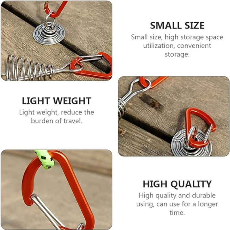Outdoor Camping Octopus Rope Buckle Camping Deck Nail Stainless Steel Fixed Tent Rope Buckle Wooden Hook Spring Wind tent rope buckle