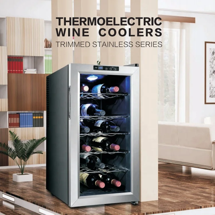 Durable Stainless Steel Door Frame Wine Cooler 18-Bottle Thermoelectric Cellar Electric Home Appliance For Outdoor Use