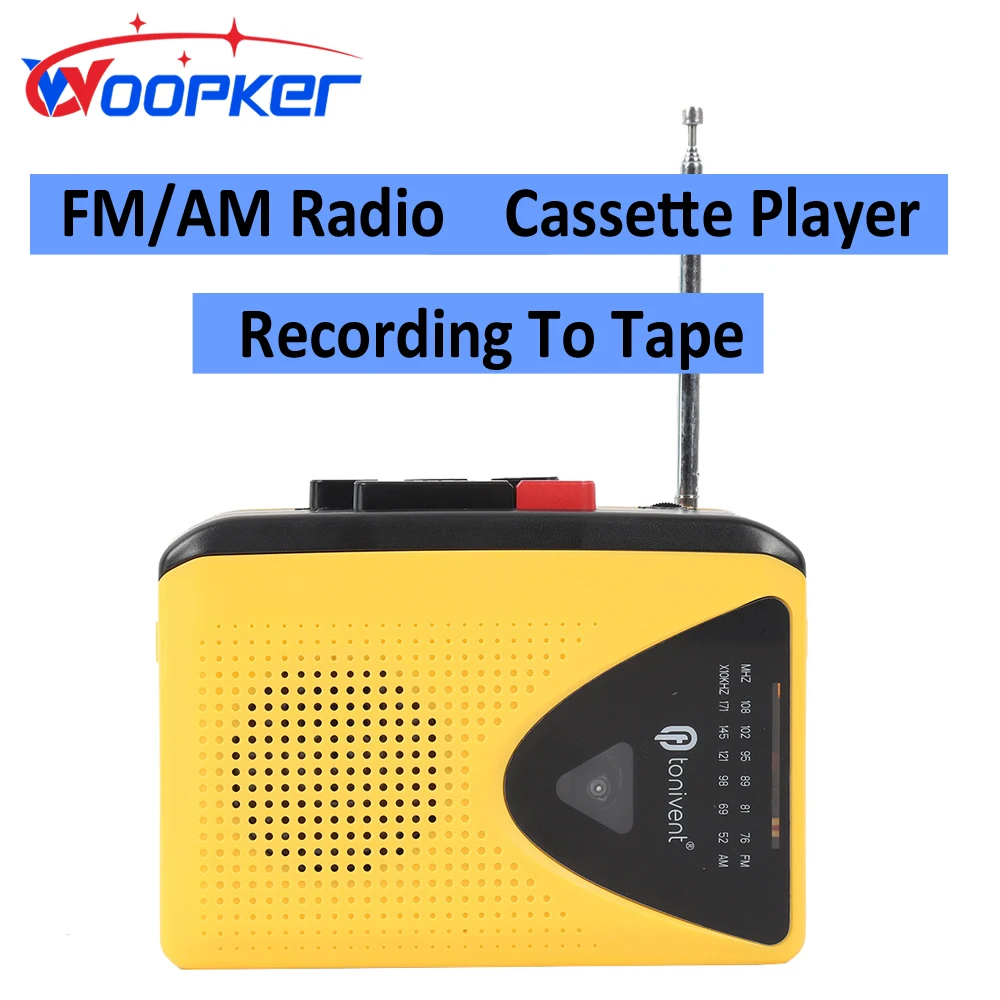 Woopker 테이프 레코더 다기능 휴대용 라디오 AM/FM 라디오 스테레오 워크맨 음악 플레이어 3.5mm 헤드폰 잭