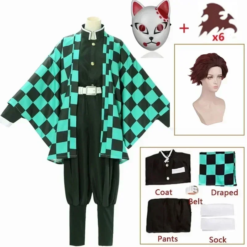 Kamado Tanjirou Cosplay Kostüm Halloween Anime Cosplay Cartoon Kimetsu kein Yaiba Kostüm für Kinder für Erwachsene Geschenke