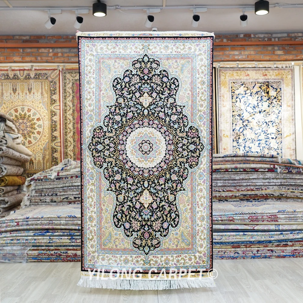 

Yilong 3'x5' Kashmir Style Handmade Silk Carpets Hand Knotted Area Rug (ZQG465A)