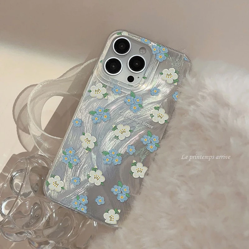 ForCute Fresh Floral Dazzle Lustre Lining Hard Phone Case
