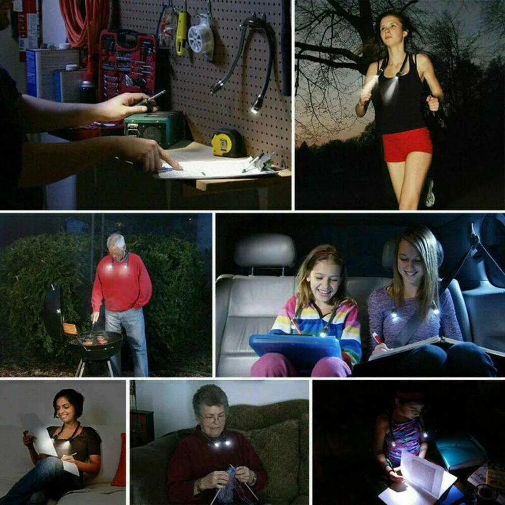 Neck Reading Light Book Light for Reading 4 LED 3 Modes Neck Lamp Hands Free Flexible Torch for Readers U-Shaped LED led light book light