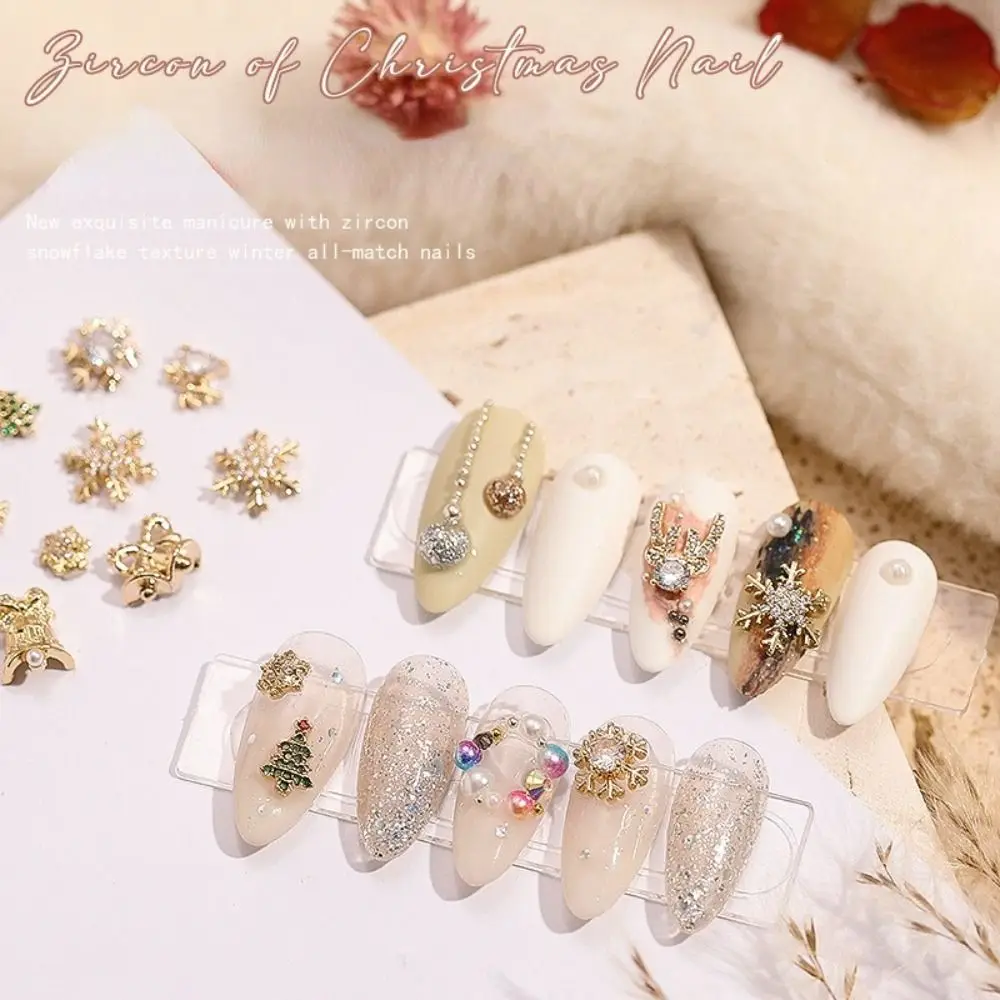 

Christmas Nail Rhinestones 3D Glitter Cedar Star Elk Bell Diamond Nails Charms Press on Nails Art Decor Pearl Jeweley Manicure