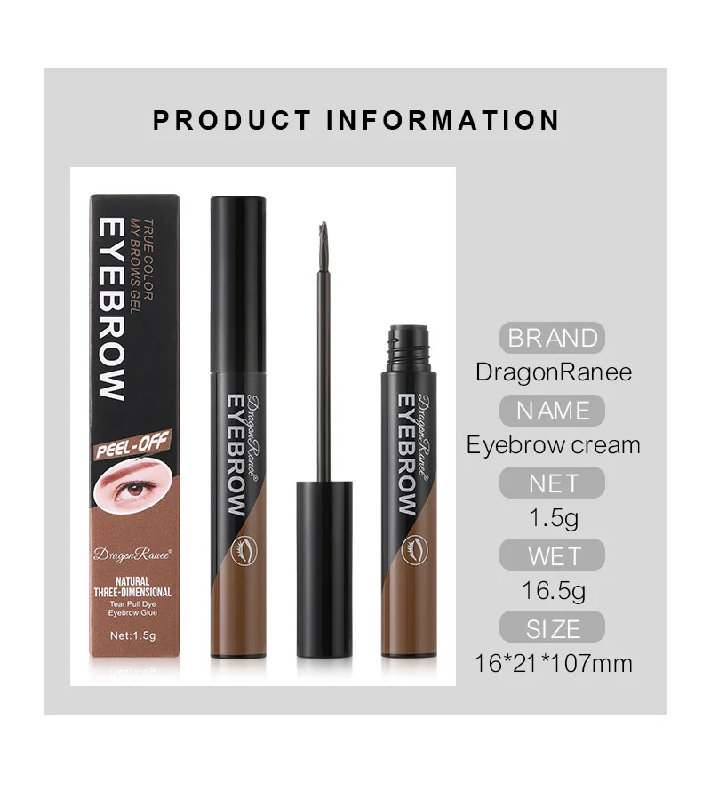 Description Picture 3 of itemWaterproof Peel-off Eyebrow Gel Natural Black/Brown Tint Lasting Eye Brow Enhancer Liquid Makeup Easy Tear Wear for Eyebrows
