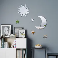 6pcs Moon & Star Mirror Wall Stickers Kids Bedroom Decor Ramadan Kareem Holiday Birthday Party Decor for Home Living Room 3