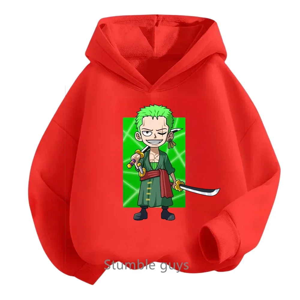 Sudadera con capucha de Anime One Pieces, ropa para niños, ropa para primavera y otoño para niñas, sudadera con dibujos animados de Luffy Zoro, traje para adolescentes, camisetas con capucha de Sonic