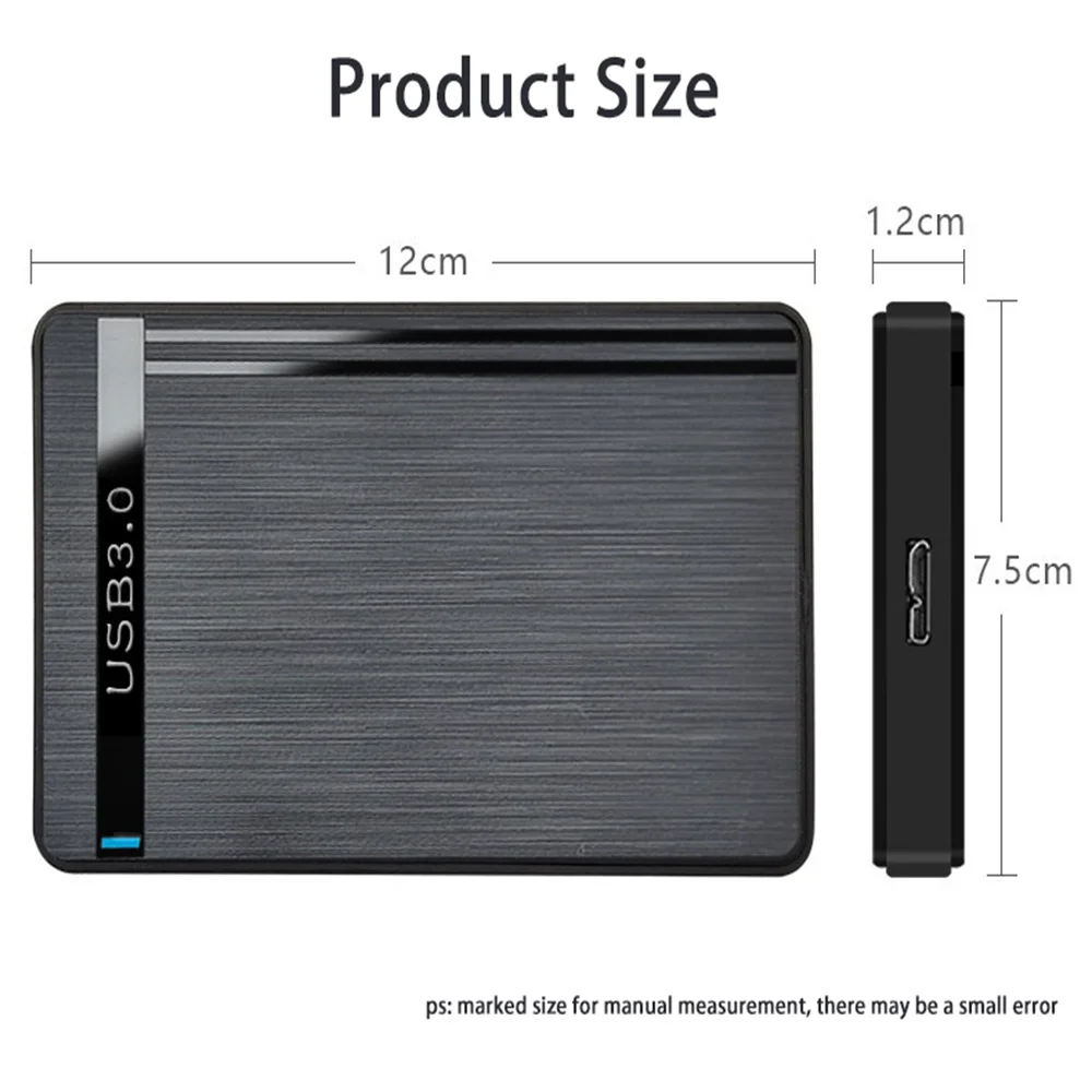 Black ABS USB 3.0 External Hard Drive Case for 2.5 Inch SATA SSD