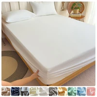 Drap-housse avec bande élastique, couvre-matelas de couleur unie, protection pour lits simples, doubles, King, 100% coton, 150/160/180x200 1