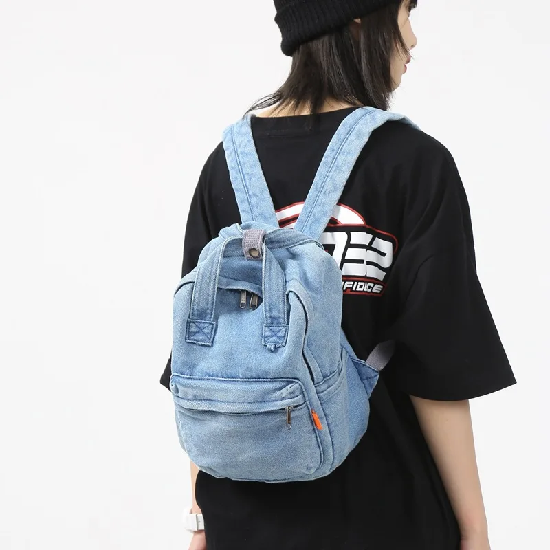 Fashion Denim Women's Backpack Trendy Casual Student School Bags For Girls Small Feminina Travel Backpack Mochila