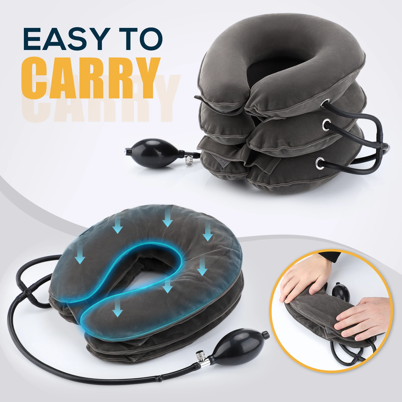 Neck Massager Inflatable Air Cervical Neck Traction Support PainStress Relief Neck Collar Pillow Neck Stretching Brace