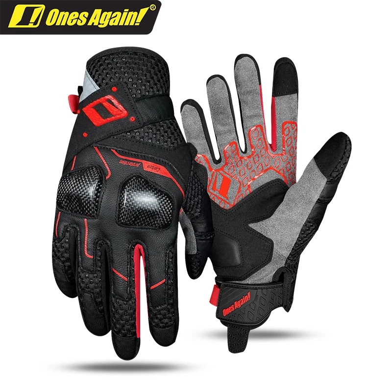 

Ones Again Motorcycle Gloves Cycling Gloves Carbon Fiber Riding Racing Anti Drop Summer Breathable Mesh Goatskin Leather Gloves