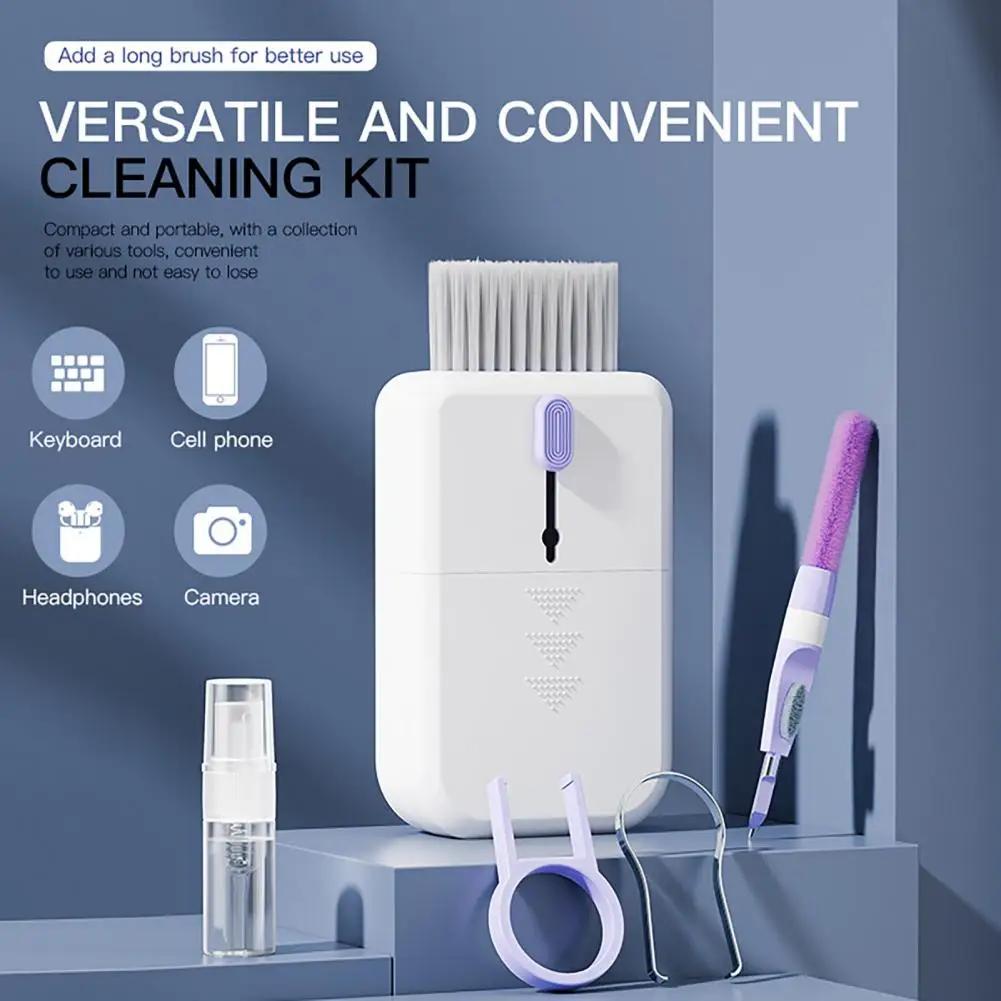 Keyboard Kit Portable 11 1 Computer Cleaner Kit with Brush Spray for Laptop Tablet Phone Camera Earphone Screen Keycap 6