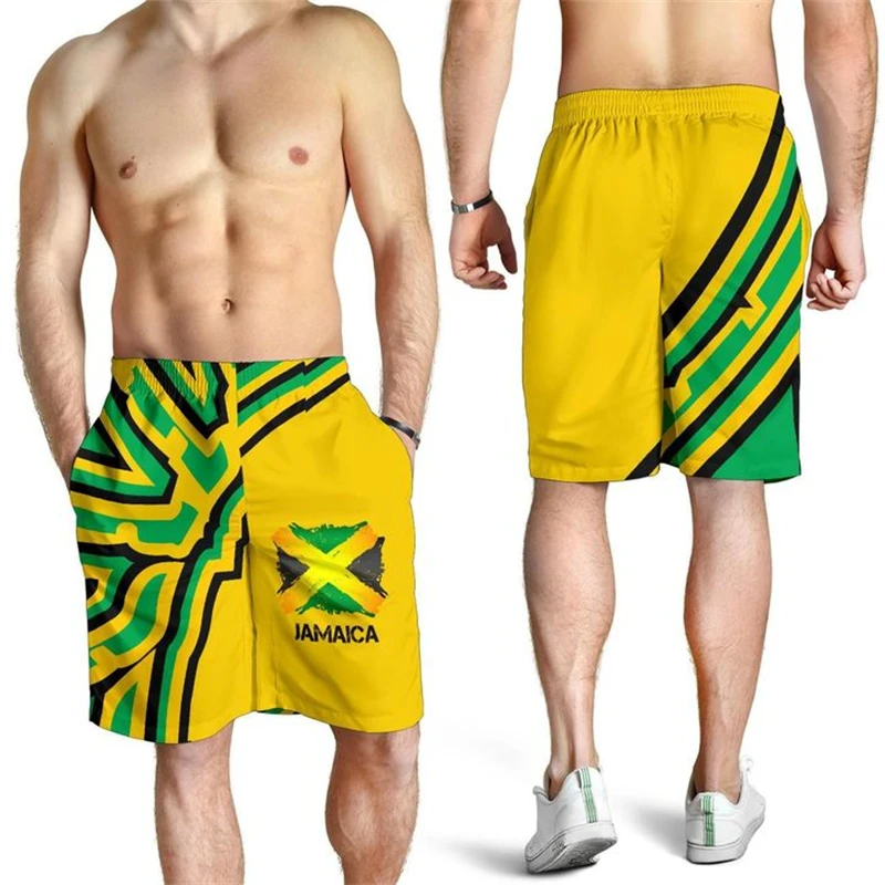 2024 Hawaiian Vacation Beach Shorts Jamaica Flag Print Oversized Sportswear Gym Trunks Quick Drying Ice Shorts Hawaii Swimwear