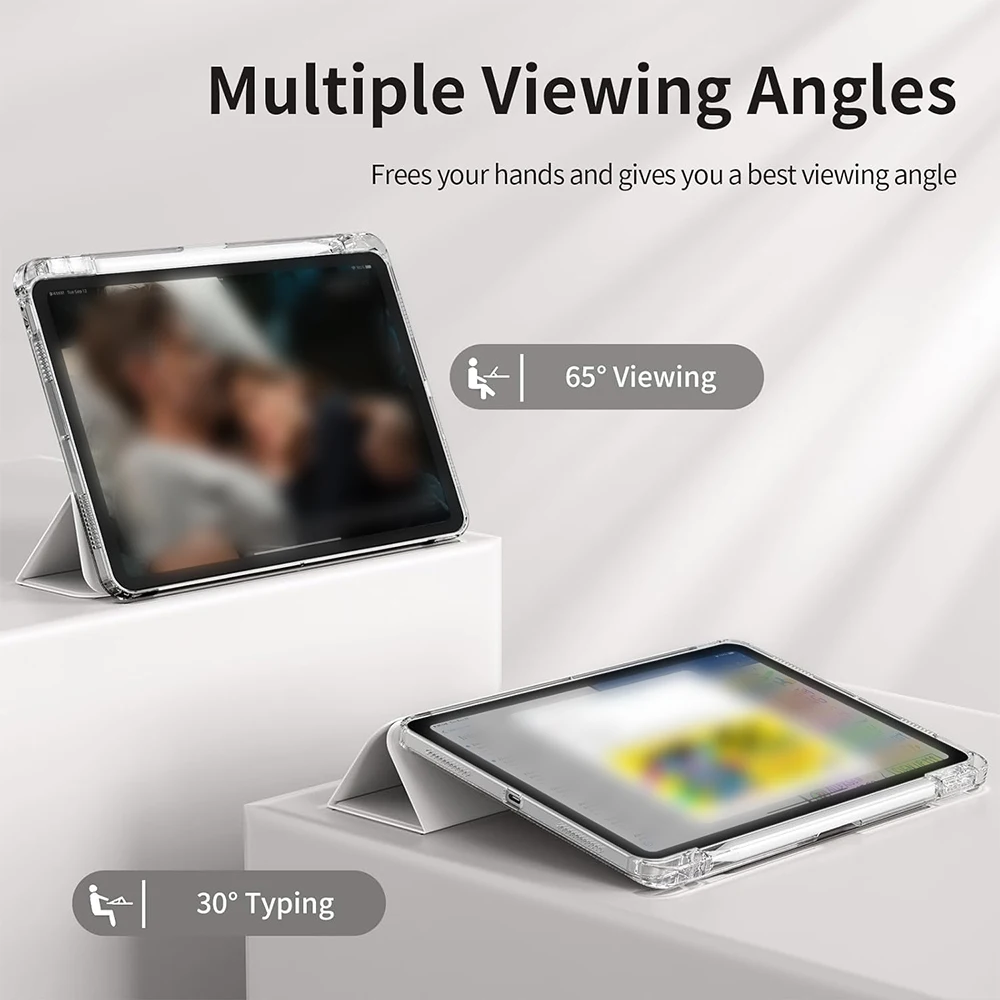 Crystal Clear Tablet Case with Pencil Slot and Auto Sleep/Wake Functionality