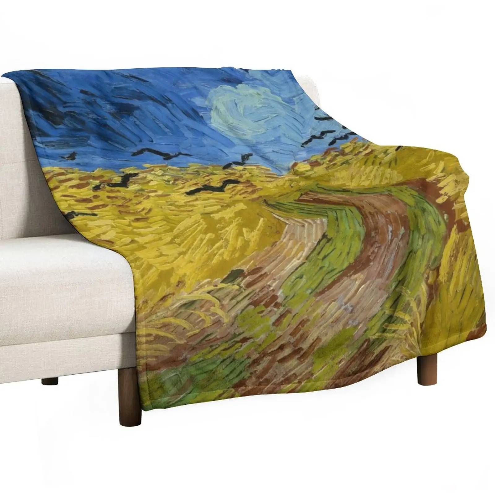 

Wheatfield with Crows by Vincent van Gogh (1890) Throw Blanket Shaggy Blanket Hair Blanket Sofa Blanket Luxury Designer Blanket