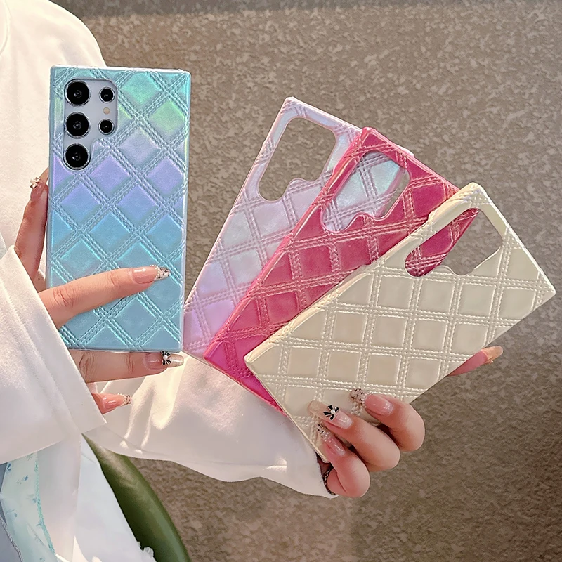 Luxurious Rhombus Leather Phone Case - Premium Protective Back Cover