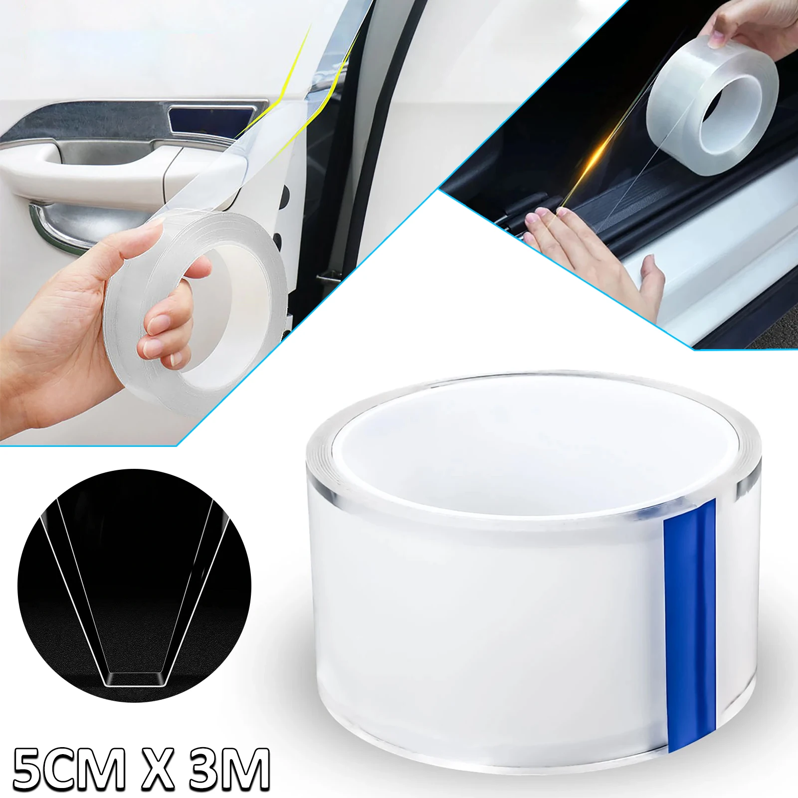 

Защитная пленка на порог и боковую юбку, прозрачная рулонная наклейка для защиты крышки багажника, бампера, кожуха, нано-лента от царапин