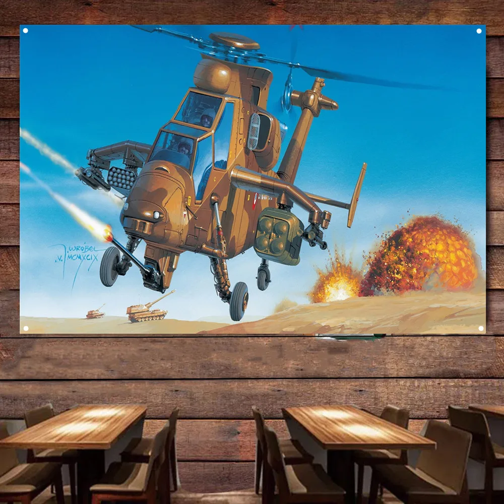 Ec-665 Hap French Tigre Attack Helicopter Poster Wall Chart - Hd Military Art Banner - Air Force Army Fans Wall Hanging Flag