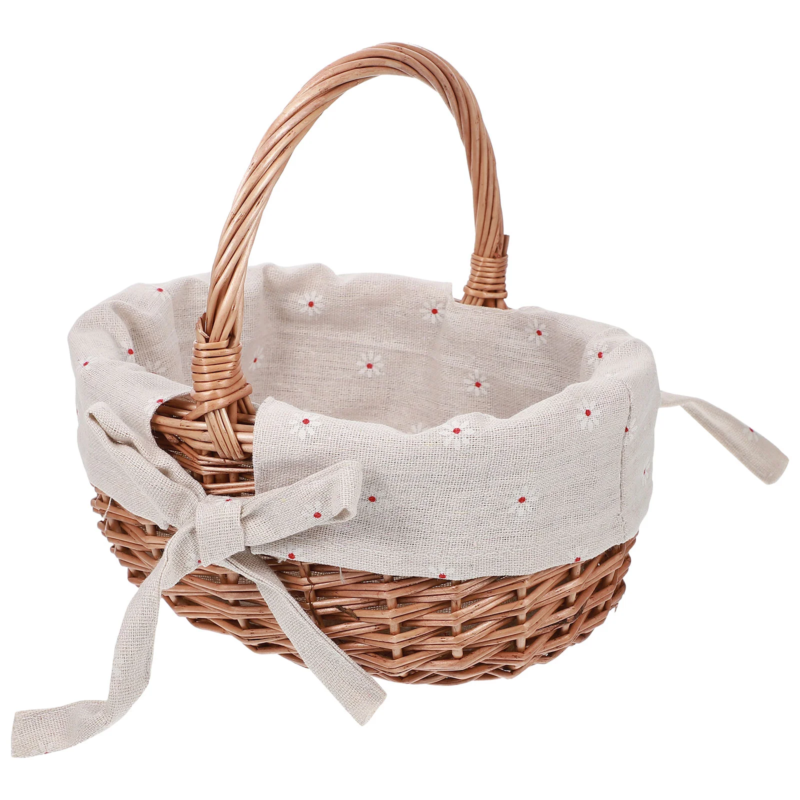 

Rattan Flower Basket Woven Handmade Weaving Hamper Wedding Textile Wicker Linen Girl Storage Baskets