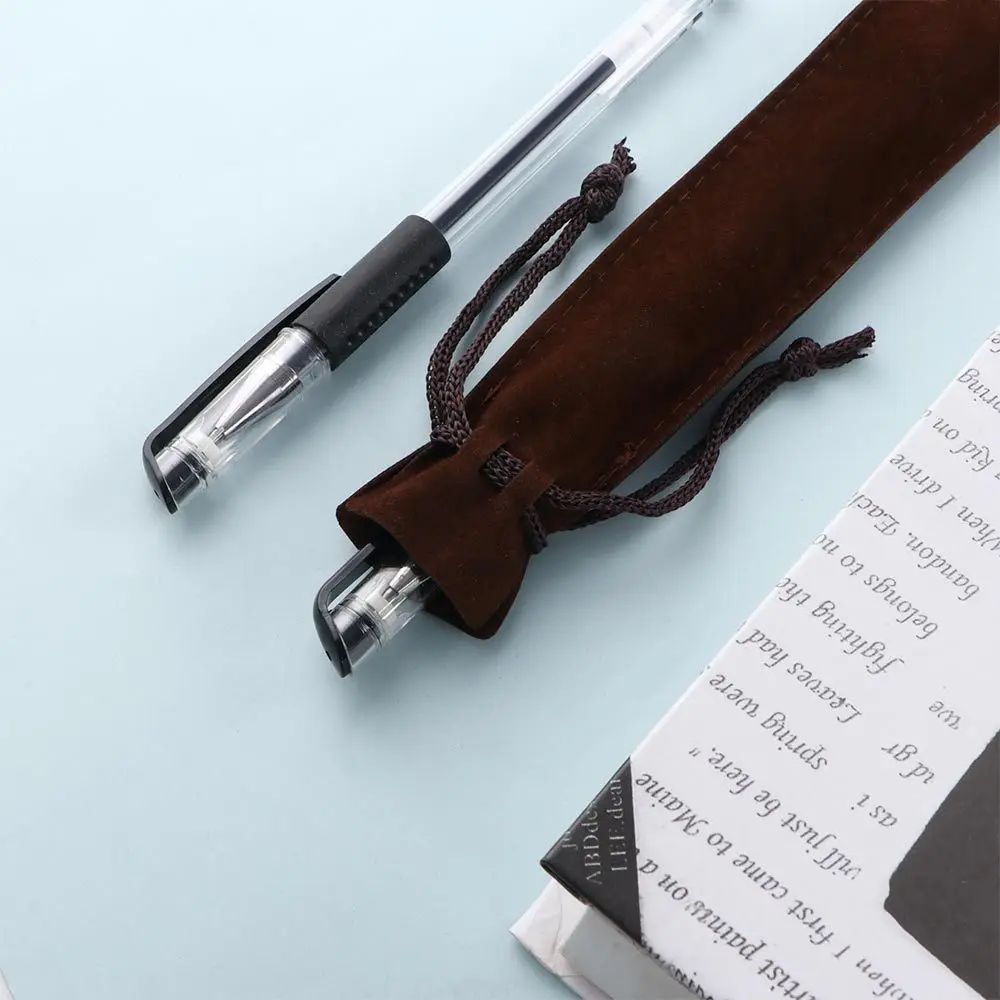 블랙 5색 펜 슬리브 홀더 만년필 드로스트링 펜 파우치 연필 가방 벨벳 펜 파우치 싱글 펜슬 가방 펜 가방 케이스