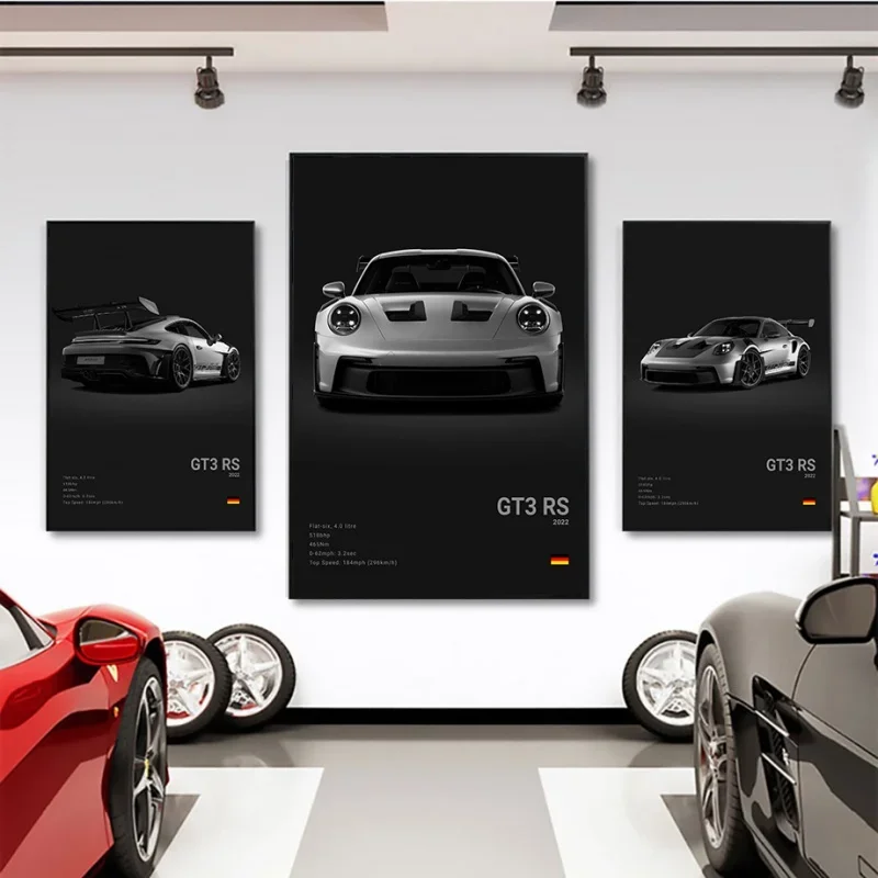 Black & White German Sports Car Canvas 2