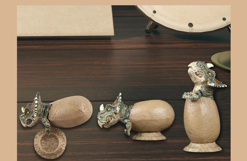 3PCS Hatching Dinosaur Eggs – T‑Rex, Triceratops & Raptor PVC Model Set