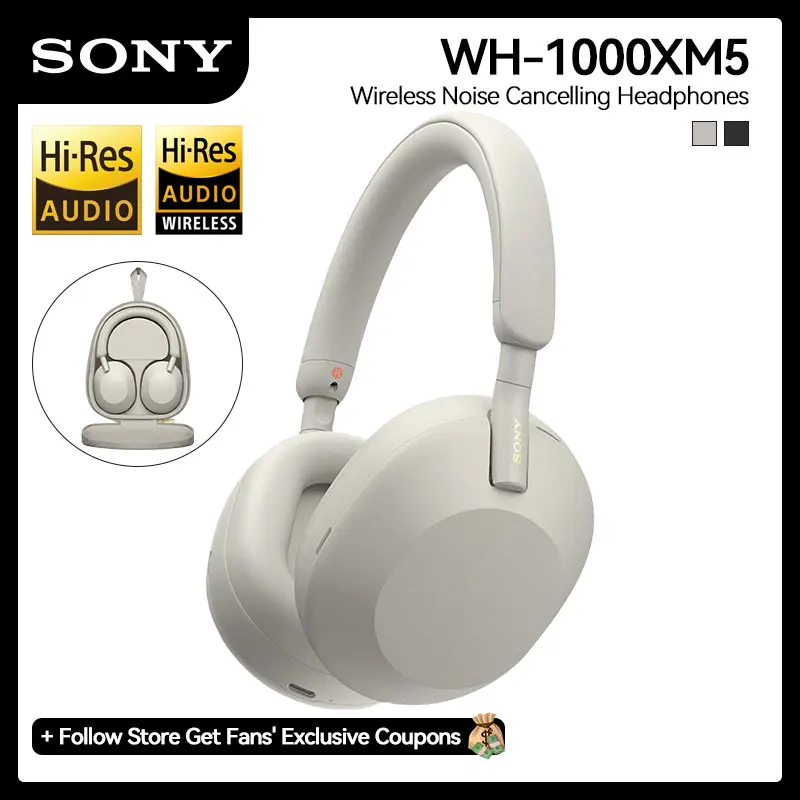 Sony-Bluetooth WH-1000XM5ワイヤレスヘッドセット,ノイズ抑制,耳かけ型ヘッドセット,30時間再生,xm5