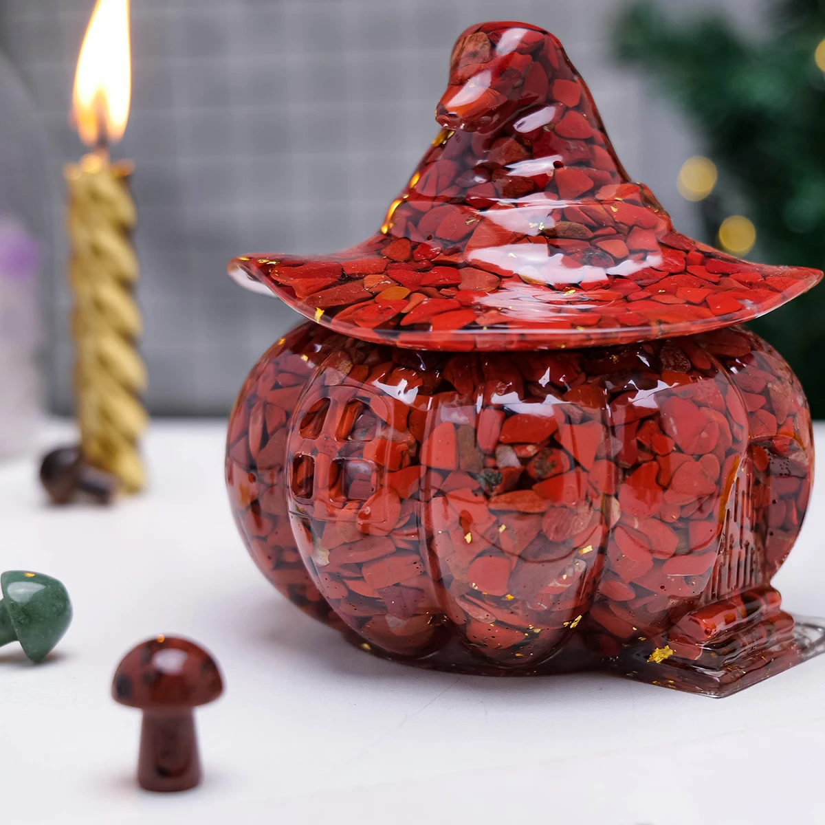 Contenitore Zucca della Strega fatto di resina e pietre naturali, per piccoli oggetti 45 Contenitore Zucca della Strega fatto di resina e pietre naturali, per piccoli oggetti - immagine 5
