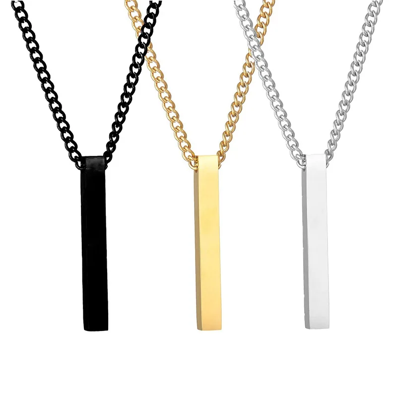 Stainless steel necklaces Rectangle Pendant Necklace Men Cuban Chain Necklace For Men Jewelry Gift