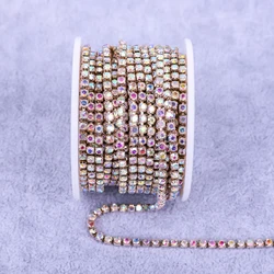 Radiant Gold Rhinestone Decorative Crystal Trim - SS8(2.5mm) (Rose Gold Crystal AB)