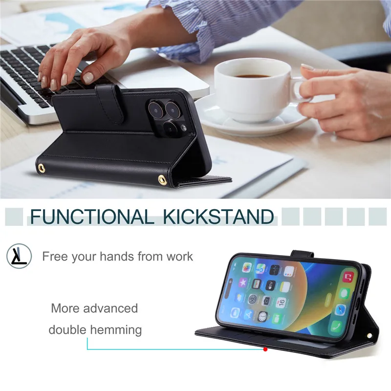Magnetic Leather Flip Wallet Phone Case with Protective Cover