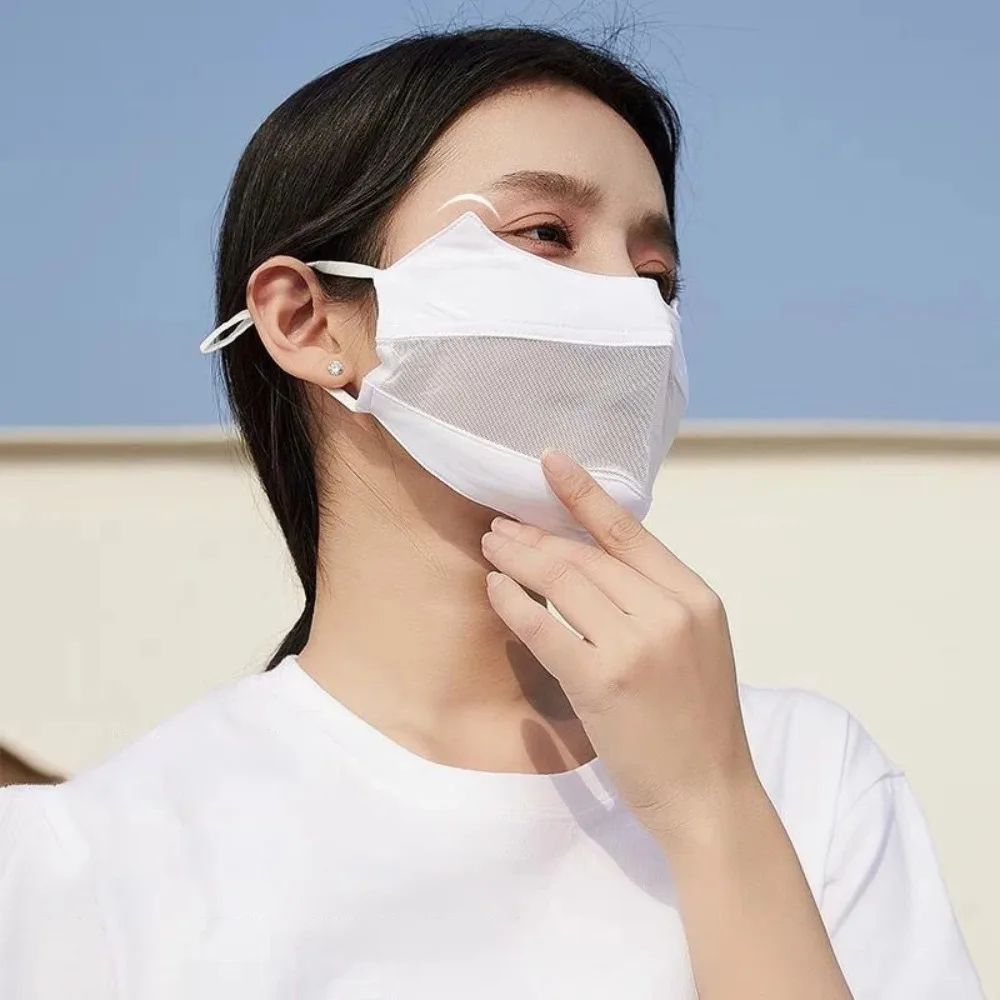 New Breathable Ice Silk Mask Ice Silk Mesh Riding Face Mask Anti-UV Face Veil Four Seasons