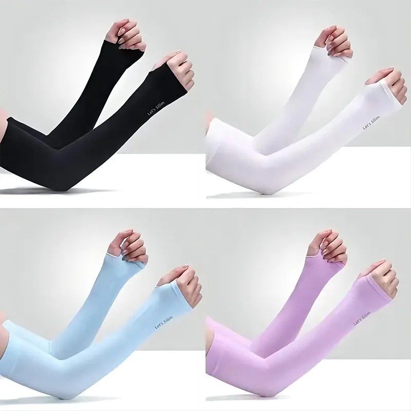 1 Pair Ice Silk Arm Covers Sun Protection Unisex Elbow Cover Outdoor Cycling Running Fishing Driving Cool Anti-UV Arm Sleeves sun protection arm sleeves