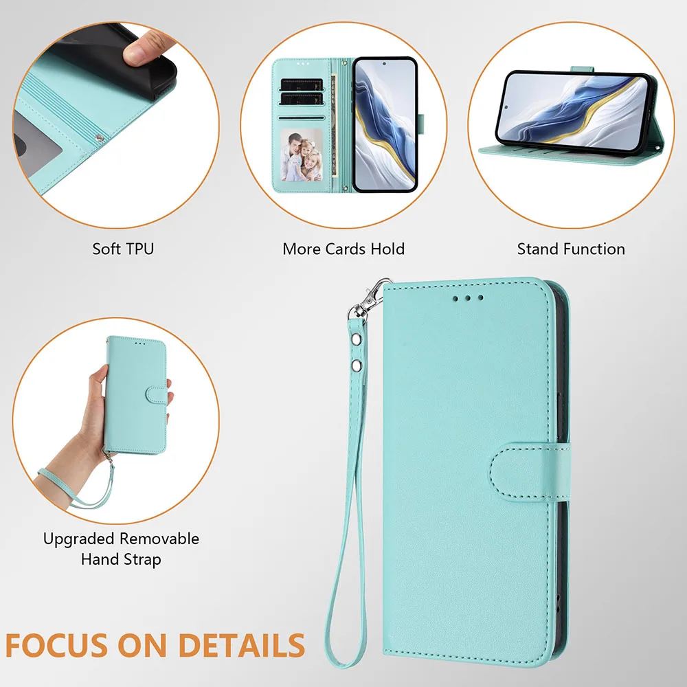 Solid Color Leather Flip Wallet Phone Case