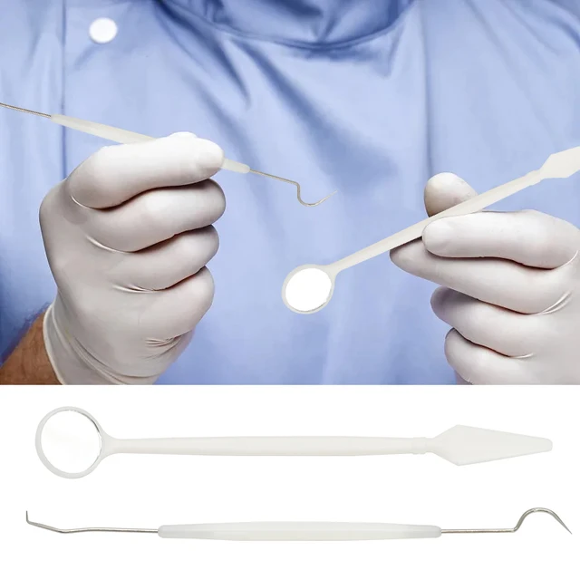 2set Dental Mirror Double-Ended Teeth Explorer Probe Oral Care Set Tooth Whitening Dentistry Treatment Materials