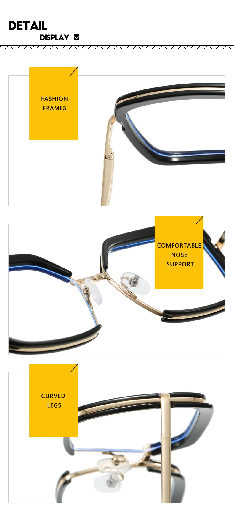 Mode Anti Blau Licht Rezept Lesebrille frauen Metall Rahmen Retro Minus Dioptrien Brillen -1,00 -2,00 -3,00 – Detail 9