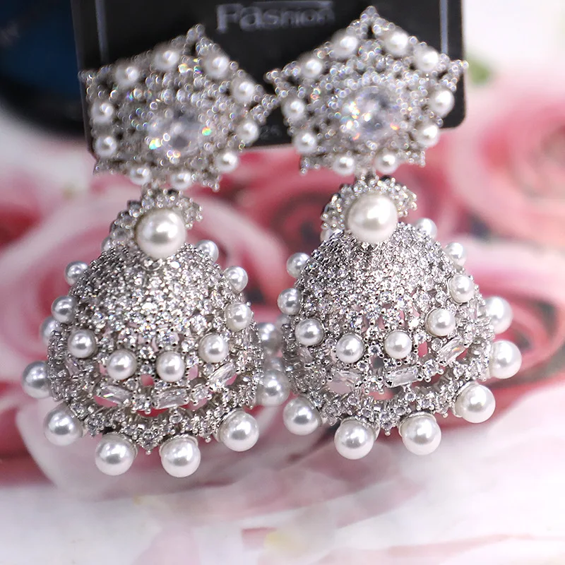 Bilincolor Micro Inlaid Zircon Wind Chime Earrings